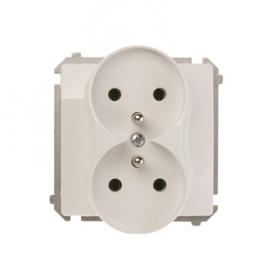 Simon Basic Gniazdo podwójne z/u białe -zdjęcie numer 1