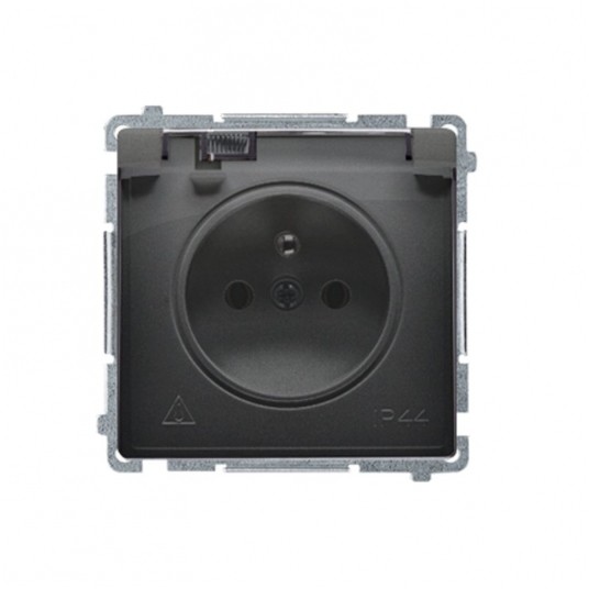 Simon Basic Gniazdo pojedyncze z/u IP44 16A czarny -zdjęcie numer 1