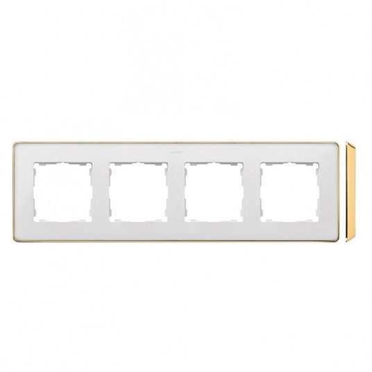 Simon Detail 82 Ramka 4-ka BIAŁA /podst. złota -zdjęcie numer 1