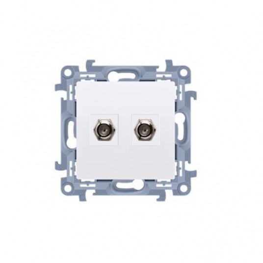 Simon10 Gniazdo antenowe podwójne typu F biały -zdjęcie numer 1