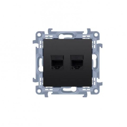 Simon10 Gniazdo komp. podwójne 2xRJ45 kat.5 cz. m. -zdjęcie numer 1