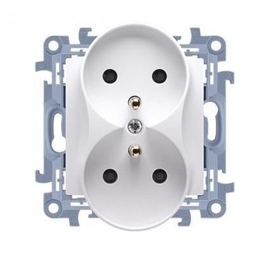 Simon10 Gniazdo podwójne z/u białe 16A -zdjęcie numer 1