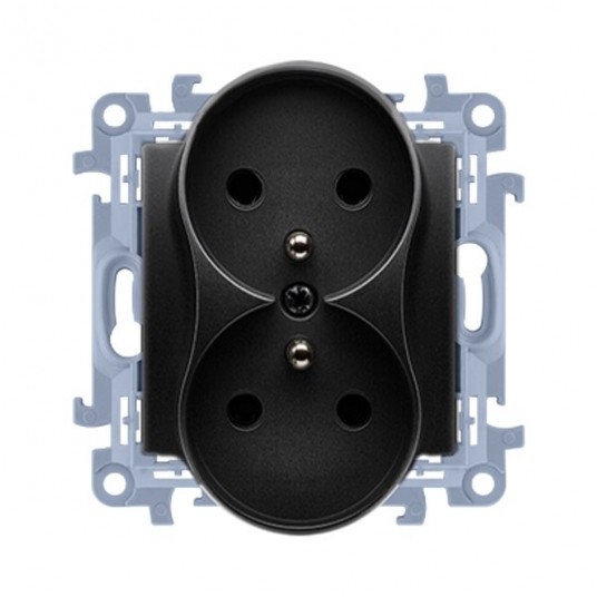Simon10 Gniazdo podwójne z/u czarny mat 16A -zdjęcie numer 1
