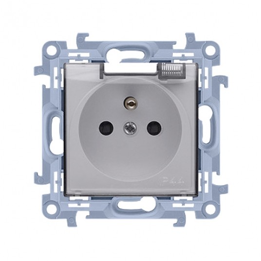 Simon10 Gniazdo poj. biały uszcz. kl.transp. IP44 -zdjęcie numer 1