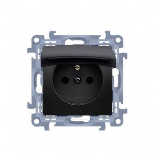 Simon10 Gniazdo poj. z uszczelką czarny mat IP44 -zdjęcie numer 1