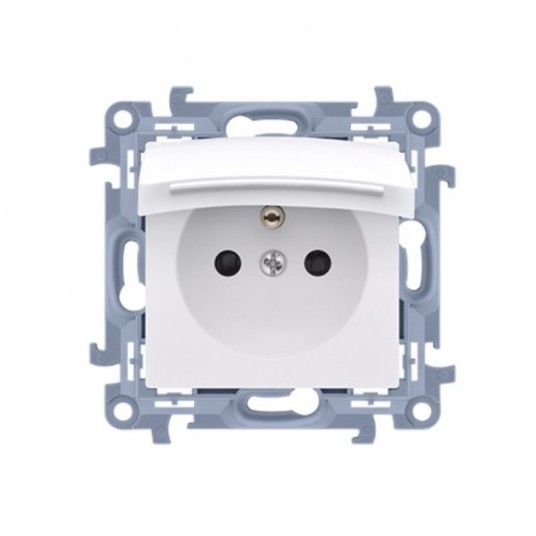 Simon10 Gniazdo pojedyńcze z/u 16A białe IP44 -zdjęcie numer 1