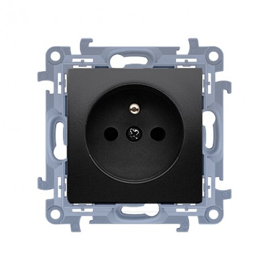 Simon10 Gniazdo pojedyńcze z/u 16A czarny mat IP44 -zdjęcie numer 1