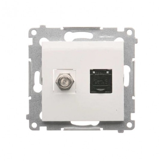 Simon54 Gniazdo ant.typ F+ RJ45 Kat 6.biały -zdjęcie numer 1