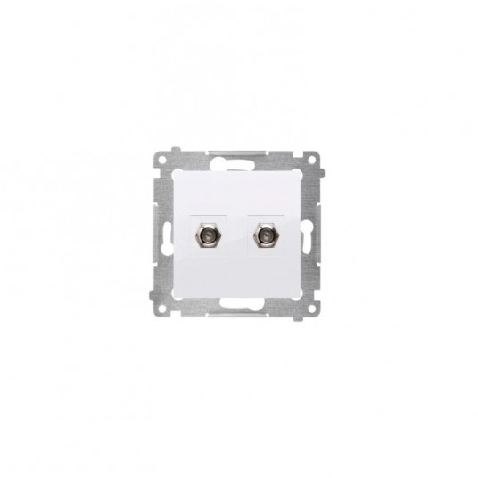 Simon54 Gniazdo antenowe podwójne typu F białe -zdjęcie numer 1