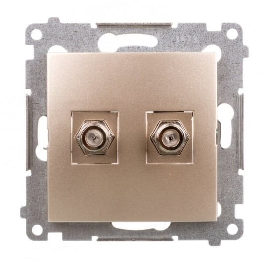 Simon54 Gniazdo antenowe podwójne typu F złoty mat -zdjęcie numer 1