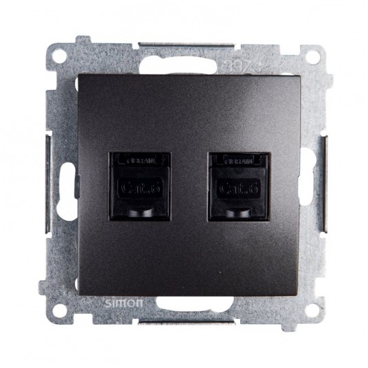 Simon54 gniazdo k. 2xRJ45 kat.6 przesł. antracyt -zdjęcie numer 1