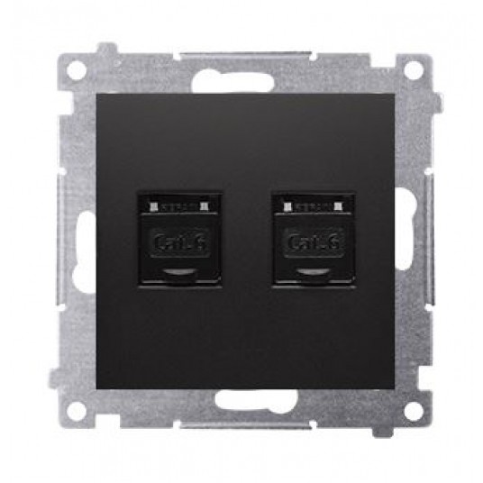 Simon54 Gniazdo komp. 2xRJ45 kat.6 czarny mat. -zdjęcie numer 1