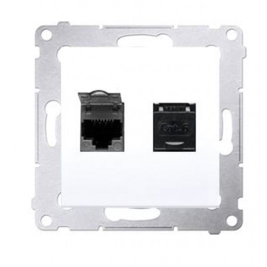 Simon54 Gniazdo komp. podwójne 2x RJ45 kat6 białe -zdjęcie numer 1