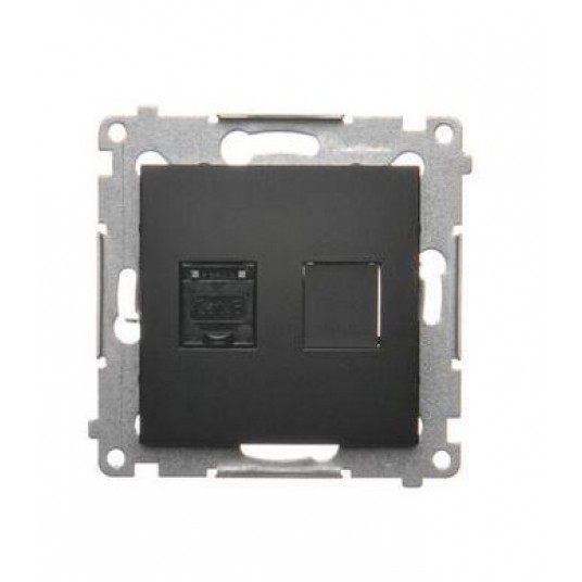 Simon54 Gniazdo komp. RJ45 kat.6 czarny mat. -zdjęcie numer 1