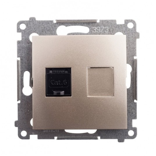 Simon54 Gniazdo komp. RJ45 kat.6 złoty mat. -zdjęcie numer 1