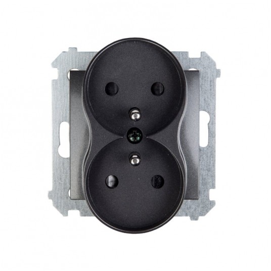 Simon54 Gniazdo podwójne z/u antracyt -zdjęcie numer 1