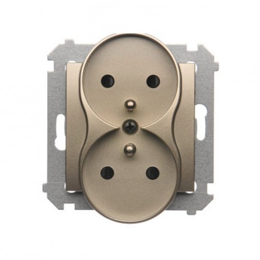 Simon54 Gniazdo podwójne z/u złoty mat -zdjęcie numer 1