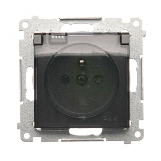 Simon54 Gniazdo pojedyńcze z/u IP44 antracyt -zdjęcie numer 1