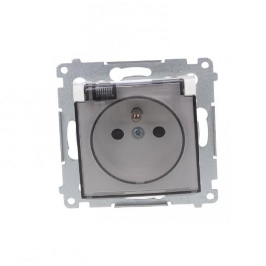 Simon54 Gniazdo pojedyncze z/u IP44 białe transp -zdjęcie numer 1