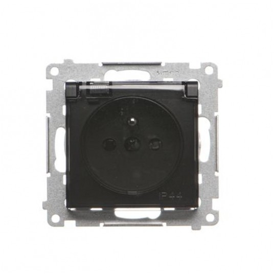 Simon54 Gniazdo pojedyncze z/u IP44 czarn klapka -zdjęcie numer 1