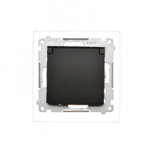 Simon54 Gniazdo pojedyncze z/u IP44 czarny mat -zdjęcie numer 1