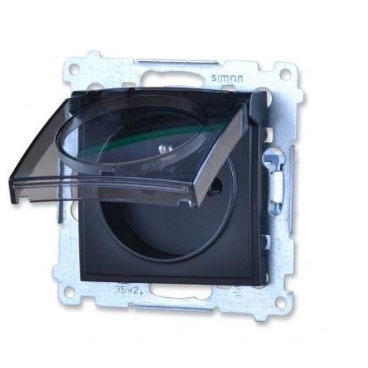 Simon54 Gniazdo pojedyncze z/u IP44 czarny mat tra -zdjęcie numer 1