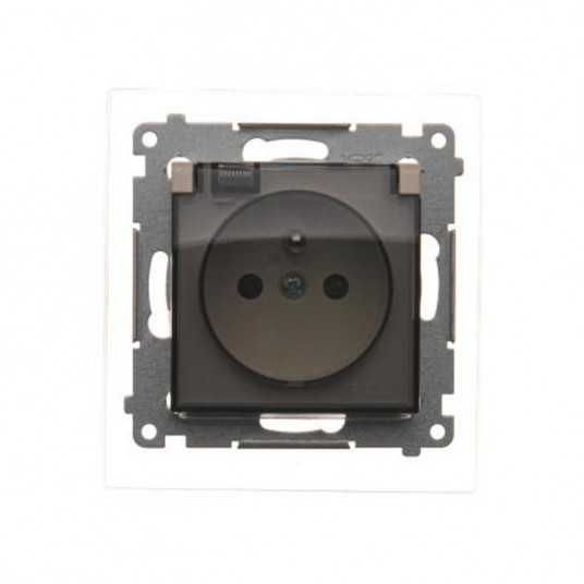 Simon54 Gniazdo pojedyncze z/u IP44 kremowe trans. -zdjęcie numer 1