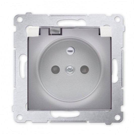 Simon54 Gniazdo pojedyncze z/u IP44 srebrny mat -zdjęcie numer 1