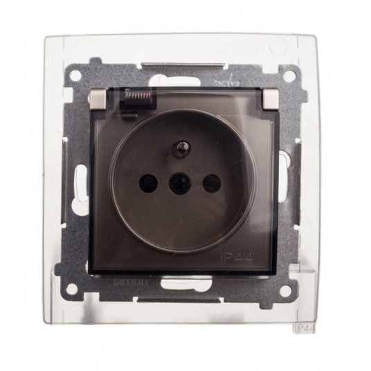 Simon54 Gniazdo pojedyncze z/u IP44 złoty mat tran -zdjęcie numer 1