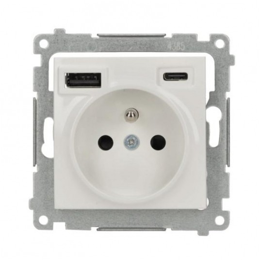 Simon54 Gniazdo pojedyncze z/u+ładowarka 2xUSB -zdjęcie numer 1