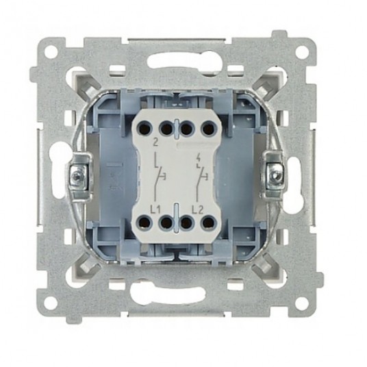 Simon54 Przycisk podwójny chwilowy zwierny srebrny -zdjęcie numer 2