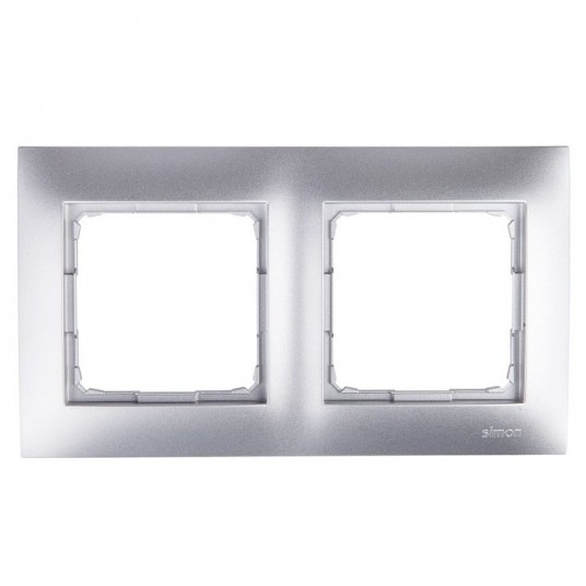 Simon54 Ramka podwójna srebrny mat 2 pola -zdjęcie numer 1
