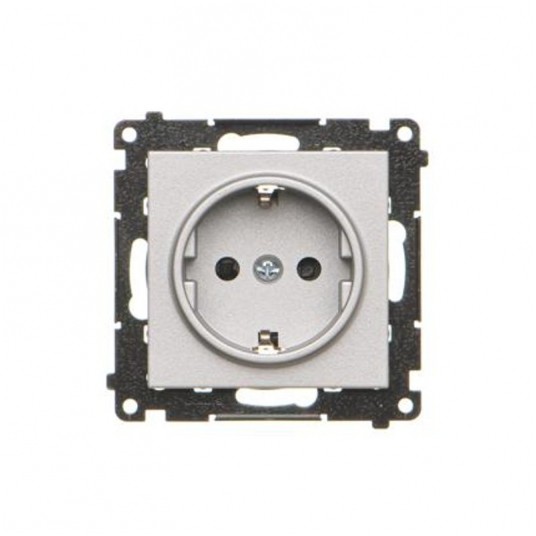 Simon55 Gn. Schuko z przesłonami(moduł) alumi mat -zdjęcie numer 1