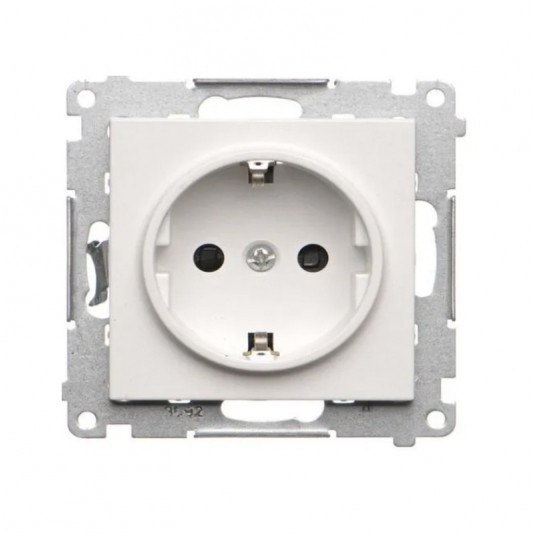 Simon55 Gn. Schuko z przesłonami(moduł) biały mat -zdjęcie numer 1