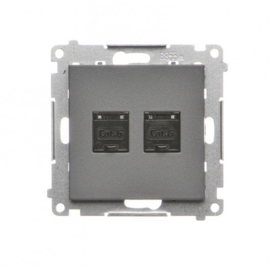 Simon55 gniazdo 2xRJ45 grafitowy mat kat.6 -zdjęcie numer 1