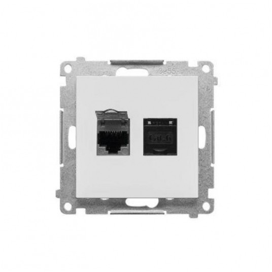 Simon55 gniazdo 2xRJ45 Jasnoszary mat kat.6 -zdjęcie numer 1
