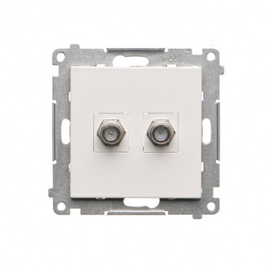 Simon55 gniazdo antenowe 2xF biały mat -zdjęcie numer 1