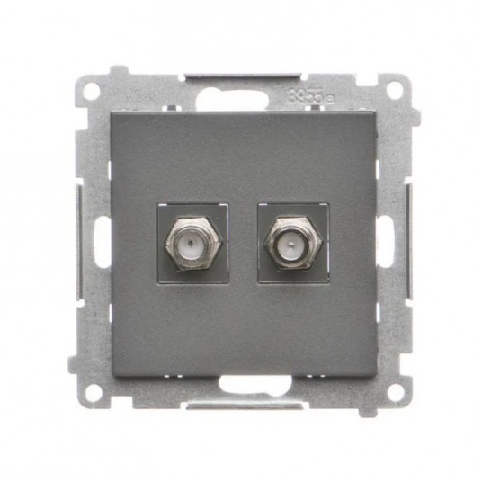 Simon55 gniazdo antenowe 2xF Grafitowy mat -zdjęcie numer 1