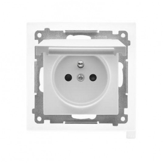 Simon55 Gniazdo do IP44 z uszcz. klapka Biały mat -zdjęcie numer 1