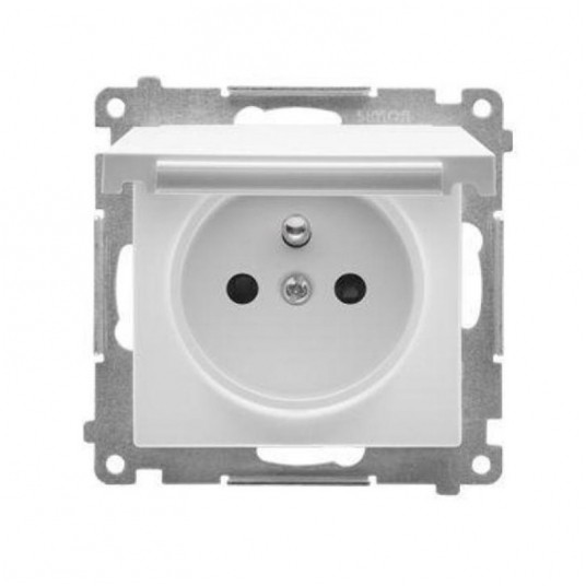 Simon55 Gniazdo IP44 bez uszcz. klapka Biały mat -zdjęcie numer 1