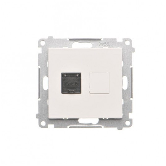 Simon55 gniazdo komp. poj. RJ45 kat.6 Biały mat -zdjęcie numer 1