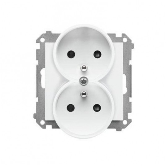 Simon55 Gniazdo podwójne z przesł.i Jasnoszary mat -zdjęcie numer 1