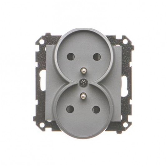 Simon55 Gniazdo podwójne z przesłonami Grafit mat -zdjęcie numer 1