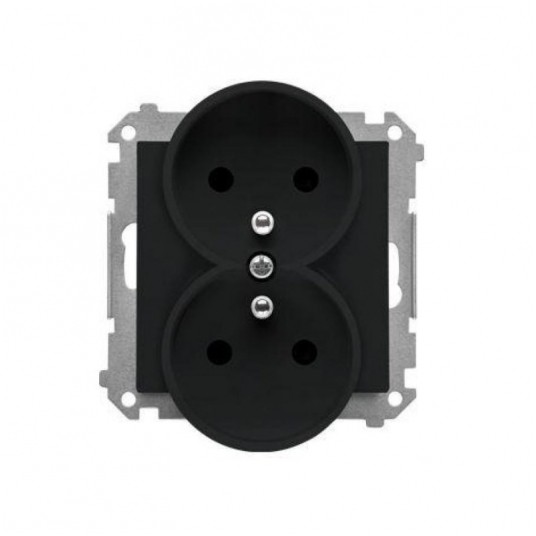 Simon55 gniazdo wtycz.podwójne z uziem.czarny mat -zdjęcie numer 1