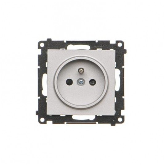 Simon55 gniazdo wtycz. poj. z uziem. Aluminium mat -zdjęcie numer 1