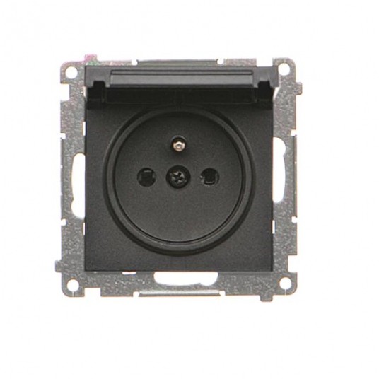 Simon55 Gniazdo z klapką IP44 z uszczelka czarny m -zdjęcie numer 1