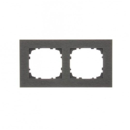 Simon55 Ramka 2-krotna Nature INOX czarny -zdjęcie numer 1