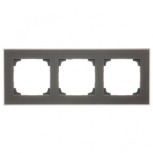 Simon55 Ramka potrójna szkło mrożone czarny mat -zdjęcie numer 1