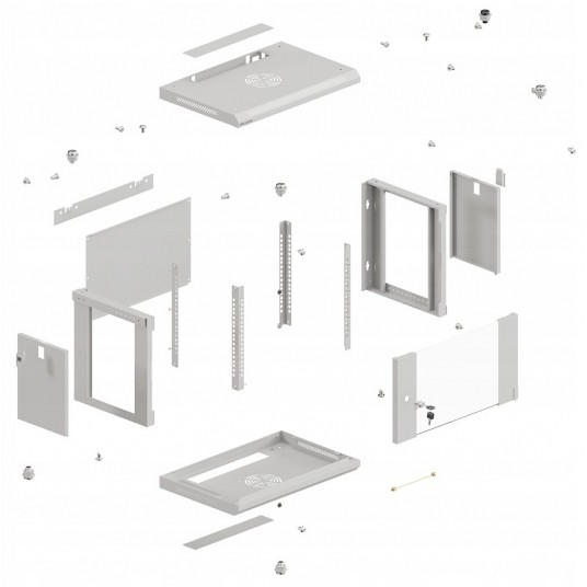 Szafa RACK wisząca 19" 6U 540x350mm szara -zdjęcie numer 5