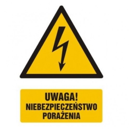 Tabliczka ostrzeg.: Uwaga niebezpieczeństwo poraż -zdjęcie numer 1